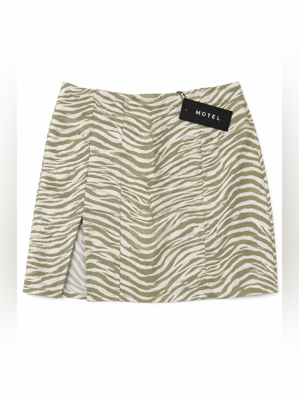 Motel Zebra Print Mini Skirt S NWT Y2K Animal Print Slit